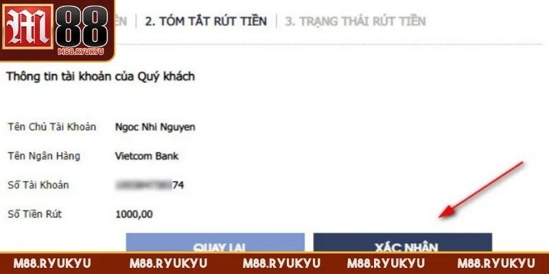 Gửi lệnh rút tiền và chờ hệ thống xử lý thành công